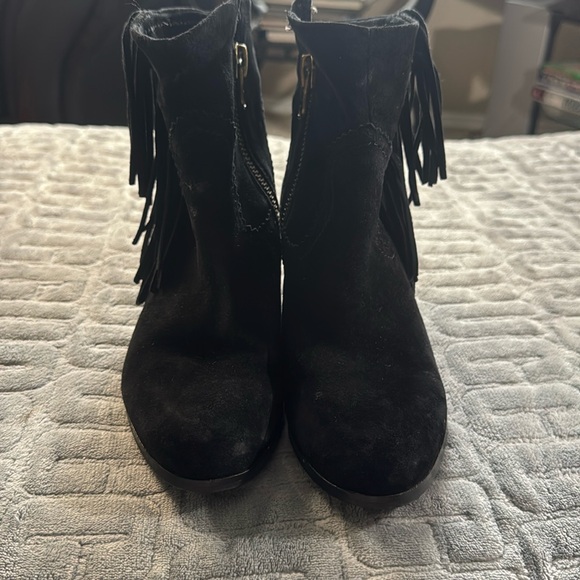 Sam Edelman Shoes - Sam Edelman 7M Black Leather Ankle Boots Booties LOUIE Fringe‎ Western